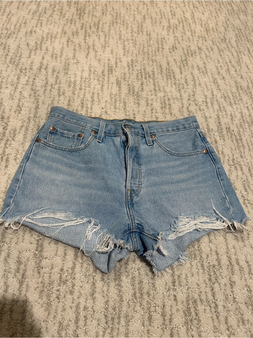 Levi's Light Blue Distressed Denim Cutoff Shorts